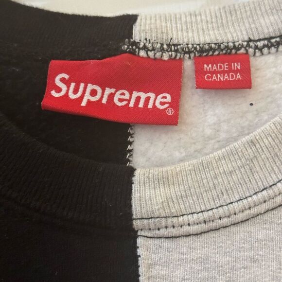 Supreme Split Crewneck Sweatshirt Black / Grey, medium - Picture 3 of 8